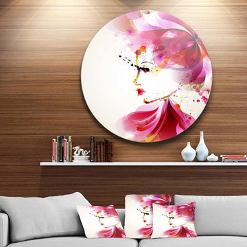 Fashion Woman with Abstract Hair - Abstract Circle Metal Wall Decor